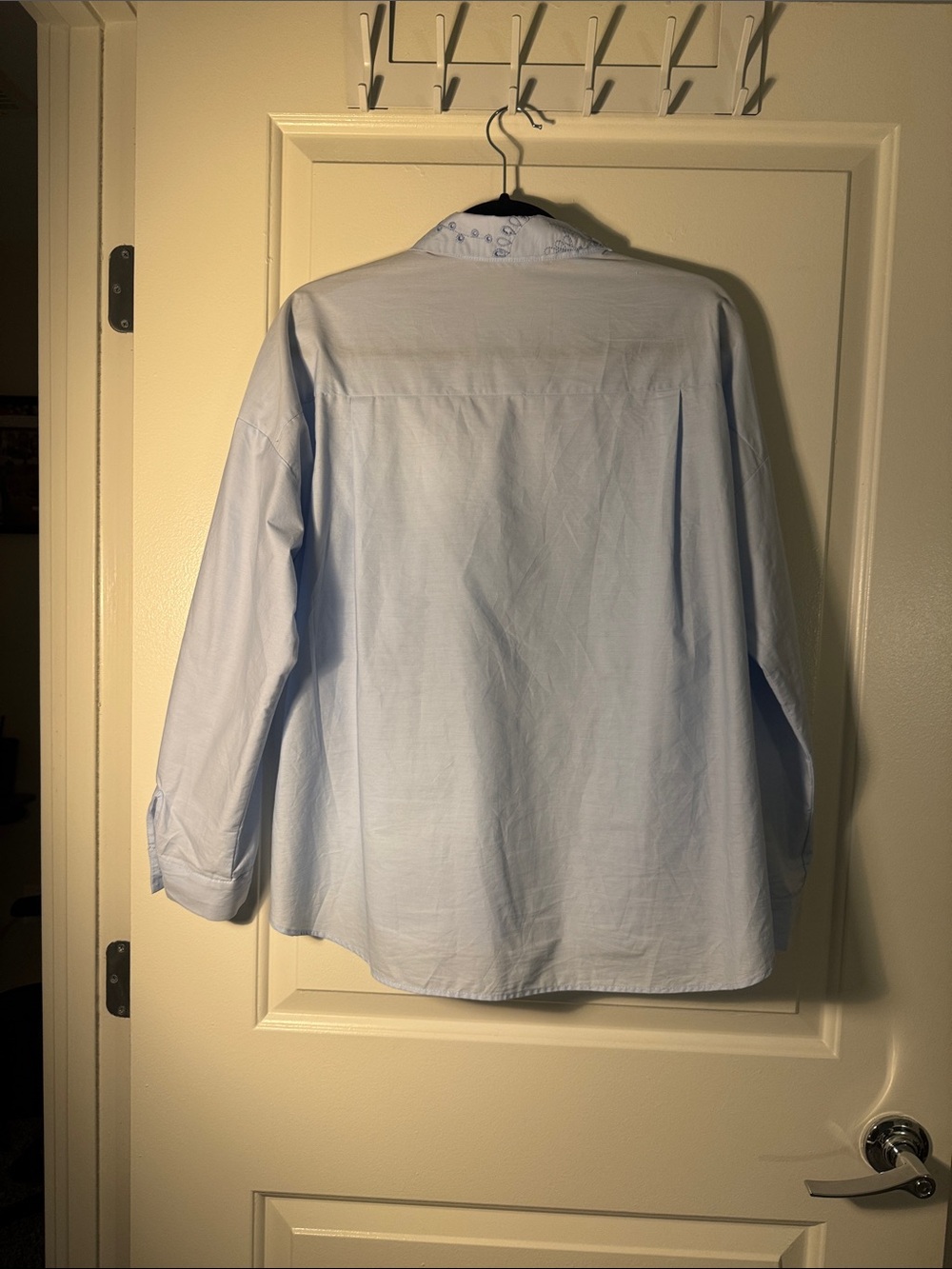 H&M Pale Blue Embroidered Button-Down Blouse - Picture 2 of 4